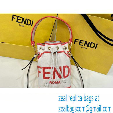 Fendi Mon Tresor Mini bucket bag White/Pink canvas