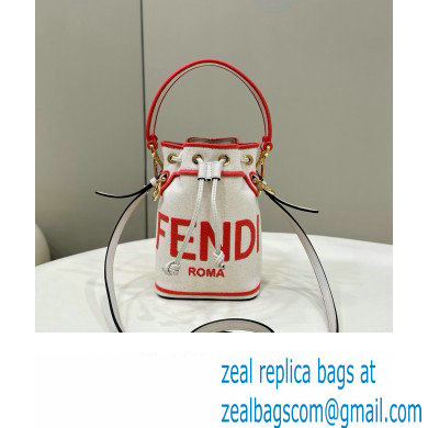 Fendi Mon Tresor Mini bucket bag White/Pink canvas
