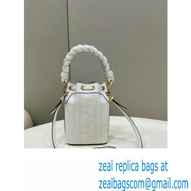 Fendi Mon Tresor Mini bucket bag White canvas with FF embroidery