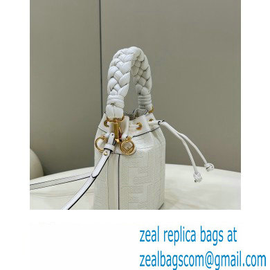 Fendi Mon Tresor Mini bucket bag White canvas with FF embroidery