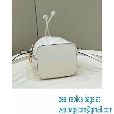 Fendi Mon Tresor Mini bucket bag White canvas with FF embroidery