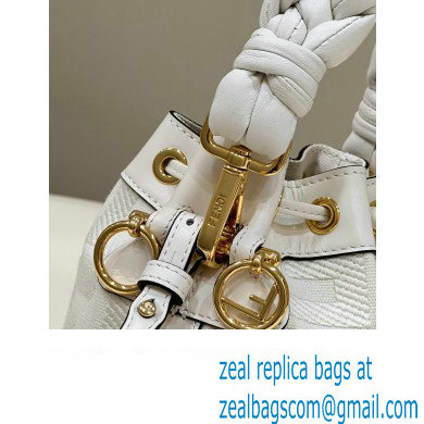 Fendi Mon Tresor Mini bucket bag White canvas with FF embroidery