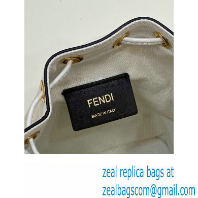 Fendi Mon Tresor Mini bucket bag White canvas with FF embroidery