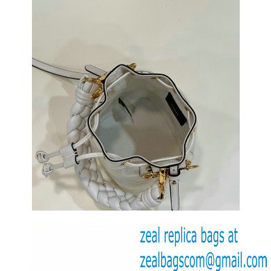 Fendi Mon Tresor Mini bucket bag White canvas with FF embroidery