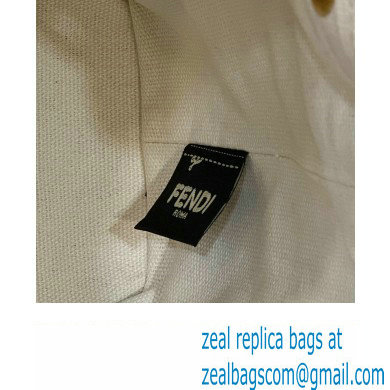 Fendi Mon Tresor Mini bucket bag White canvas with FF embroidery