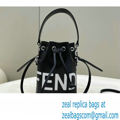 Fendi Mon Tresor Mini bucket bag leather Black/White