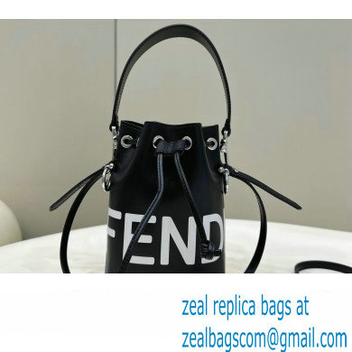 Fendi Mon Tresor Mini bucket bag leather Black/White - Click Image to Close