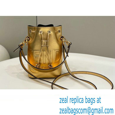 Fendi Mon Tresor Mini bucket bag leather Gold