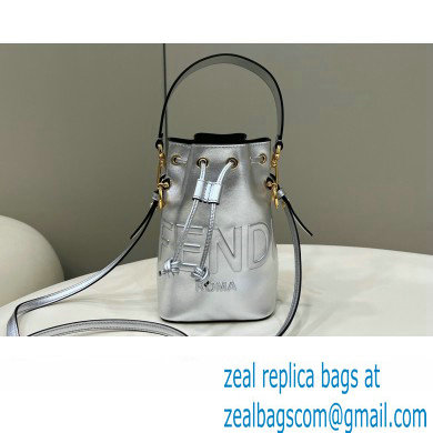 Fendi Mon Tresor Mini bucket bag leather Silver