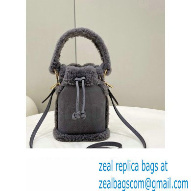Fendi Mon Tresor Mini bucket bag sheepskin Gray nubuck