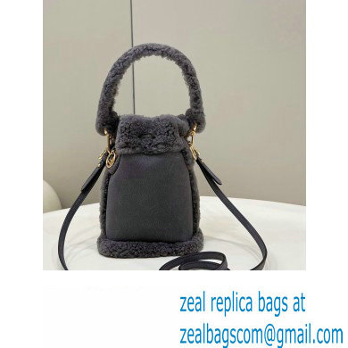 Fendi Mon Tresor Mini bucket bag sheepskin Gray nubuck