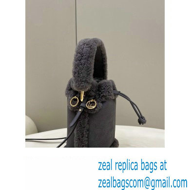 Fendi Mon Tresor Mini bucket bag sheepskin Gray nubuck