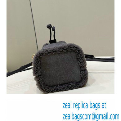 Fendi Mon Tresor Mini bucket bag sheepskin Gray nubuck