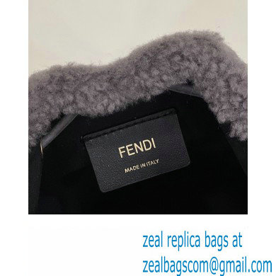 Fendi Mon Tresor Mini bucket bag sheepskin Gray nubuck