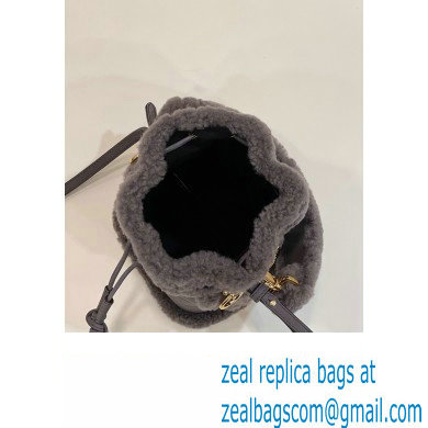 Fendi Mon Tresor Mini bucket bag sheepskin Gray nubuck