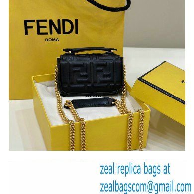 Fendi Nano Baguette Chain Bag Leather Black - Click Image to Close