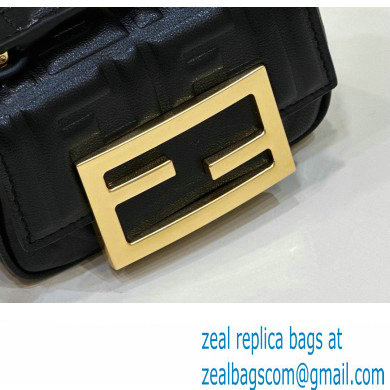 Fendi Nano Baguette Chain Bag Leather Black - Click Image to Close