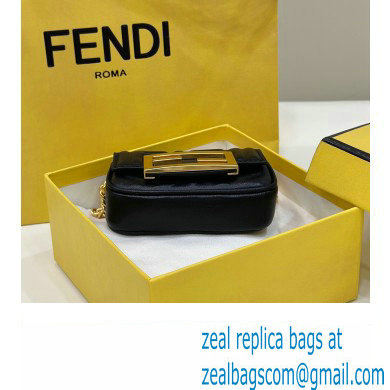 Fendi Nano Baguette Chain Bag Leather Black