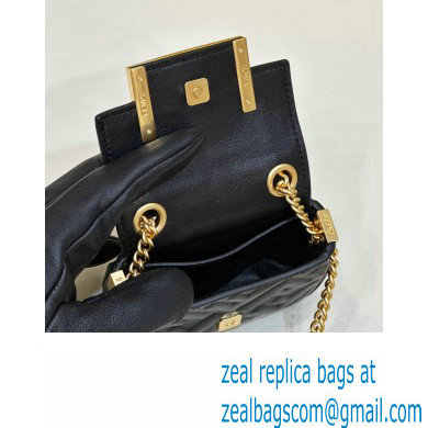 Fendi Nano Baguette Chain Bag Leather Black