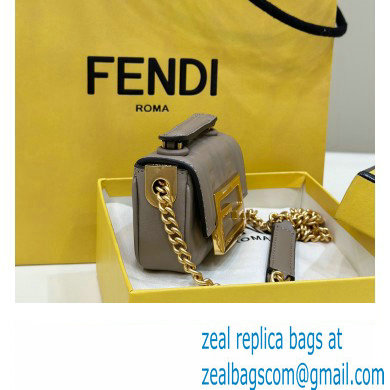 Fendi Nano Baguette Chain Bag Leather Gray