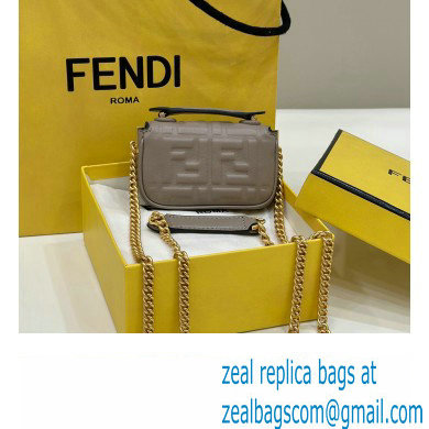 Fendi Nano Baguette Chain Bag Leather Gray
