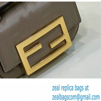 Fendi Nano Baguette Chain Bag Leather Gray