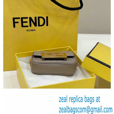 Fendi Nano Baguette Chain Bag Leather Gray