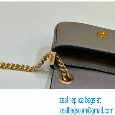 Fendi Nano Baguette Chain Bag Leather Gray