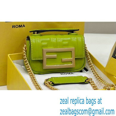 Fendi Nano Baguette Chain Bag Leather Green