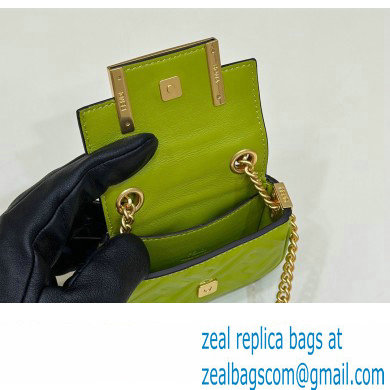 Fendi Nano Baguette Chain Bag Leather Green