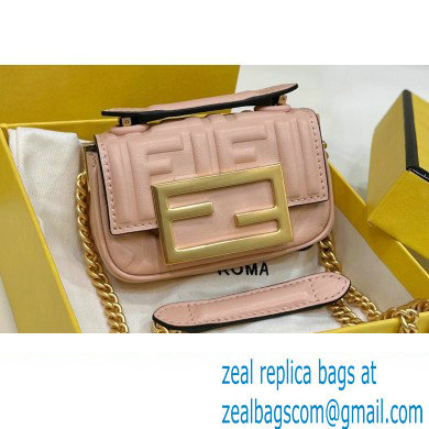 Fendi Nano Baguette Chain Bag Leather Pink