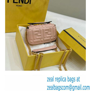 Fendi Nano Baguette Chain Bag Leather Pink - Click Image to Close