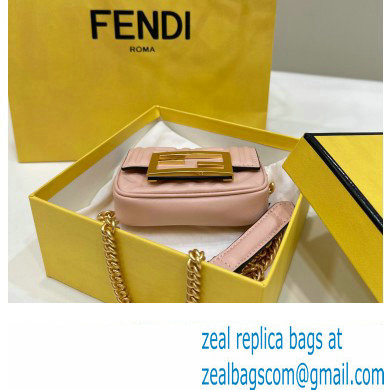 Fendi Nano Baguette Chain Bag Leather Pink