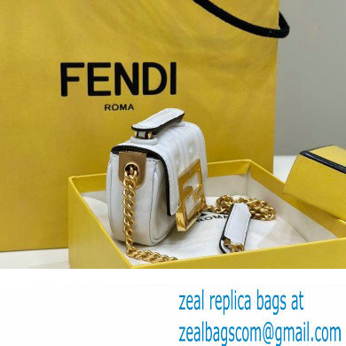 Fendi Nano Baguette Chain Bag Leather White