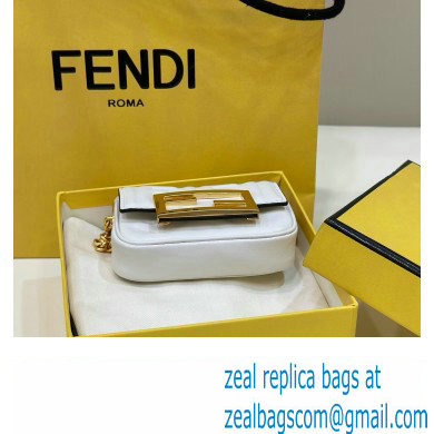 Fendi Nano Baguette Chain Bag Leather White - Click Image to Close