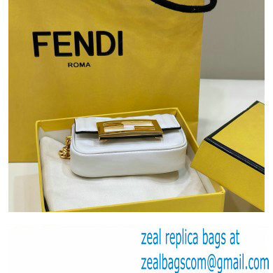 Fendi Nano Baguette Chain Bag Leather White