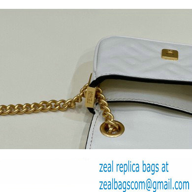 Fendi Nano Baguette Chain Bag Leather White