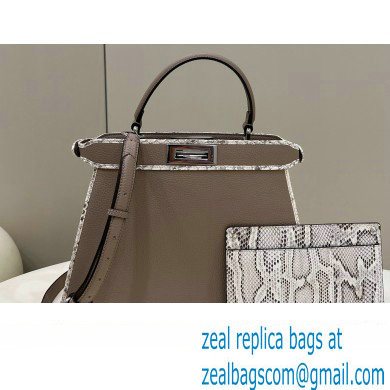 Fendi Peekaboo ISEEU Medium Bag Gray Calfskin/Python Edge - Click Image to Close