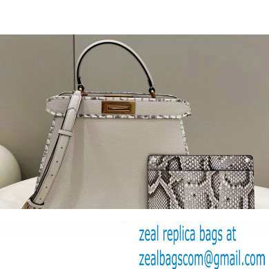 Fendi Peekaboo ISEEU Medium Bag White Calfskin/Python Edge