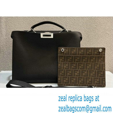 Fendi Peekaboo Iseeu Medium Bag in Selleria Leather 7VA529 Black/Yellow