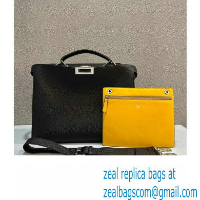 Fendi Peekaboo Iseeu Medium Bag in Selleria Leather 7VA529 Black/Yellow