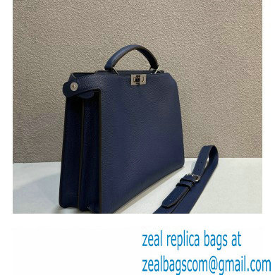 Fendi Peekaboo Iseeu Medium Bag in Selleria Leather 7VA529 Dark Blue/Blue