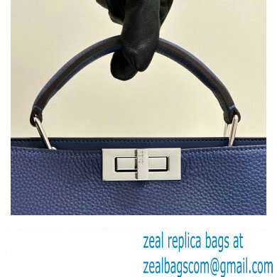 Fendi Peekaboo Iseeu Medium Bag in Selleria Leather 7VA529 Dark Blue/Blue