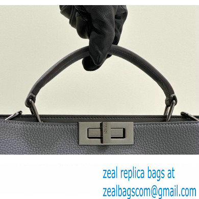 Fendi Peekaboo Iseeu Medium Bag in Selleria Leather 7VA529 Dark Gray/Brown