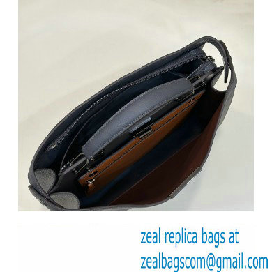 Fendi Peekaboo Iseeu Medium Bag in Selleria Leather 7VA529 Dark Gray/Brown - Click Image to Close