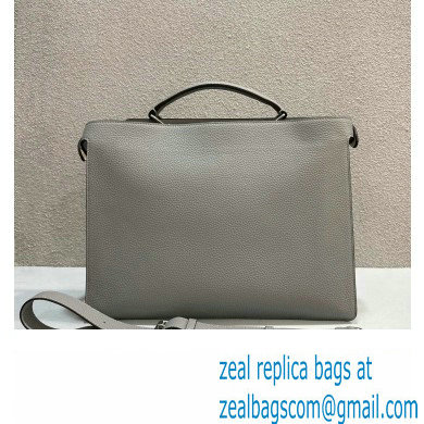 Fendi Peekaboo Iseeu Medium Bag in Selleria Leather 7VA529 Gray/White - Click Image to Close