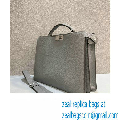 Fendi Peekaboo Iseeu Medium Bag in Selleria Leather 7VA529 Gray/White - Click Image to Close