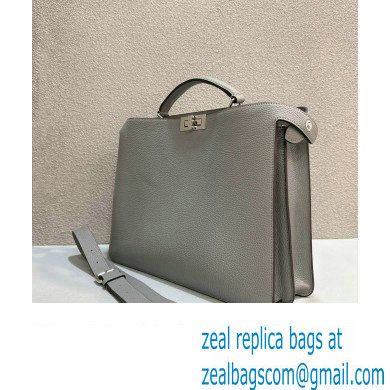 Fendi Peekaboo Iseeu Medium Bag in Selleria Leather 7VA529 Gray/White