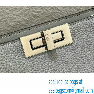 Fendi Peekaboo Iseeu Medium Bag in Selleria Leather 7VA529 Gray/White