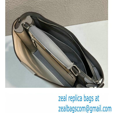 Fendi Peekaboo Iseeu Medium Bag in Selleria Leather 7VA529 Gray/White - Click Image to Close